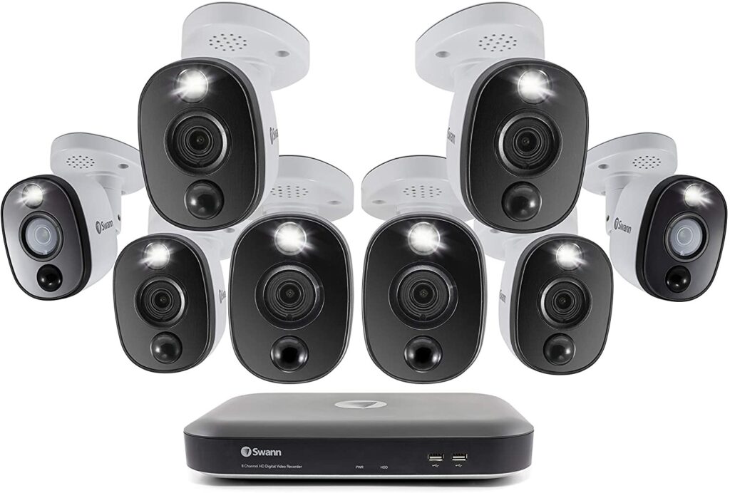 Swann Sistema de cámara de seguridad para el hogar, CCTV, visión nocturna a color, sensor de movimiento